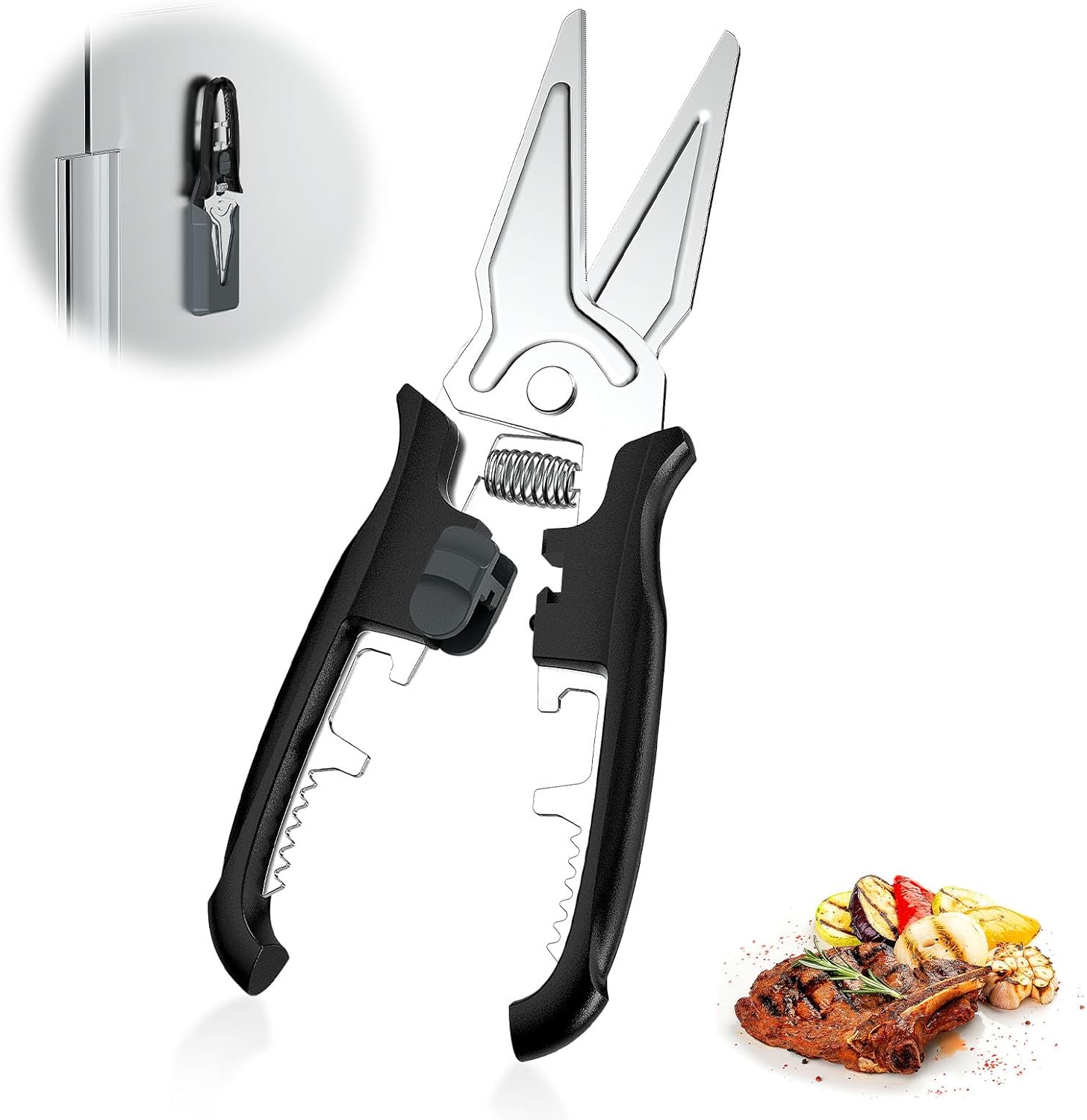 Heavy Duty Multifunctional Kitchen Scissors with Magnetic Holder - Poultry Shears